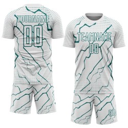 Sublimation Sports Uniform Jersey White Custom Soccer Lightning Teal Sublimation Sports Uniform Jersey White Custom Soccer Lightning Teal