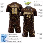 Uniform Sublimation Lightning Jersey Sports Custom Gold-White Soccer Brown Old Uniform Sublimation Lightning Jersey Sports Custom Gold-White Soccer Brown Old