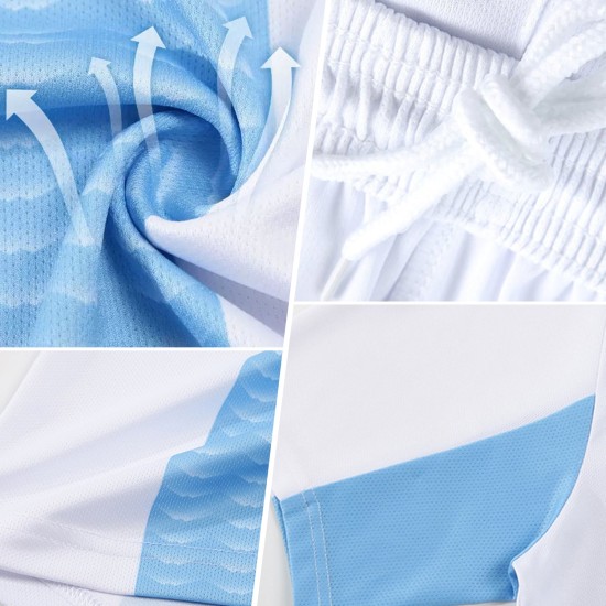 Jersey Sports Lightning Powder Soccer Uniform Sublimation White Custom Blue