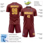 Jersey Custom Burgundy Shape Geometric Uniform Gold-White Sublimation Soccer Sports Jersey Custom Burgundy Shape Geometric Uniform Gold-White Sublimation Soccer Sports