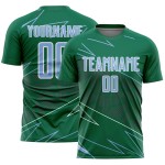 Blue-White Sports Light Sublimation Soccer Lines Green Uniform Kelly Jersey Custom Blue-White Sports Light Sublimation Soccer Lines Green Uniform Kelly Jersey Custom