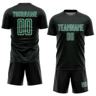 Kelly Black Jersey Sports Uniform Custom Sublimation Geometric Soccer Green-White Shape
