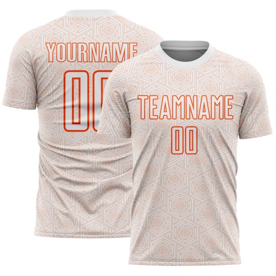 Uniform Sports Sublimation Custom Jersey Shape Orange Geometric White Soccer Uniform Sports Sublimation Custom Jersey Shape Orange Geometric White Soccer