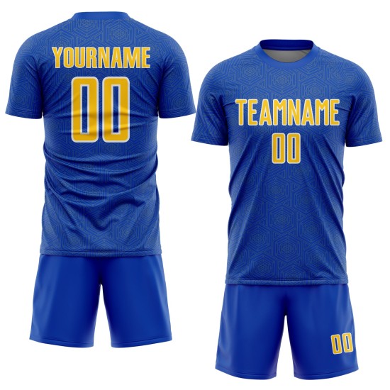 Soccer Jersey Geometric Uniform Shape Sublimation Sports Blue Thunder Yellow-White Custom Soccer Jersey Geometric Uniform Shape Sublimation Sports Blue Thunder Yellow-White Custom