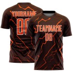 Soccer Brown Sublimation Lightning Jersey Custom Orange-White Uniform Sports