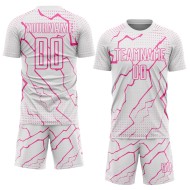 Custom Soccer White Uniform Jersey Sublimation Pink Lightning Sports Custom Soccer White Uniform Jersey Sublimation Pink Lightning Sports