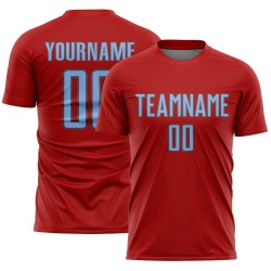 Geometric Light Shape Soccer Sublimation Custom Uniform Sports Red Blue-Steel Gray Jersey