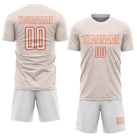 Uniform Sports Sublimation Custom Jersey Shape Orange Geometric White Soccer Uniform Sports Sublimation Custom Jersey Shape Orange Geometric White Soccer