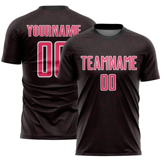 Soccer Neon Sublimation Shape Black Geometric Jersey Sports Custom Uniform Pink-White Soccer Neon Sublimation Shape Black Geometric Jersey Sports Custom Uniform Pink-White