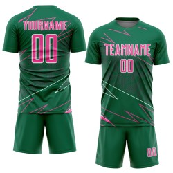 Kelly Sports Pink-White Sublimation Custom Uniform Soccer Lines Jersey Green Kelly Sports Pink-White Sublimation Custom Uniform Soccer Lines Jersey Green