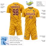 Sublimation Uniform Lightning Crimson-White Soccer Jersey Sports Gold Custom Sublimation Uniform Lightning Crimson-White Soccer Jersey Sports Gold Custom