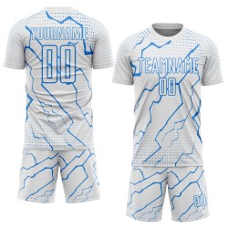 Jersey Sports Lightning Powder Soccer Uniform Sublimation White Custom Blue Jersey Sports Lightning Powder Soccer Uniform Sublimation White Custom Blue