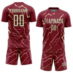 Custom Uniform Jersey Lightning Sports Soccer Sublimation Crimson Cream-Black Custom Uniform Jersey Lightning Sports Soccer Sublimation Crimson Cream-Black