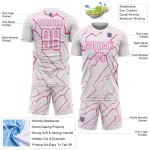 Custom Soccer White Uniform Jersey Sublimation Pink Lightning Sports
