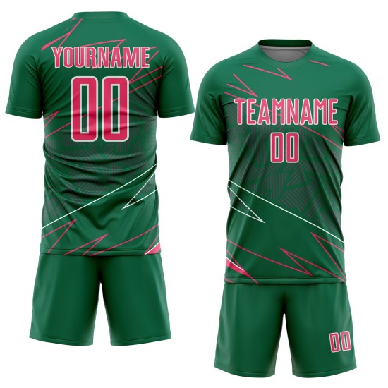 Soccer Pink-White Custom Sports Jersey Neon Green Kelly Uniform Sublimation Lines Soccer Pink-White Custom Sports Jersey Neon Green Kelly Uniform Sublimation Lines