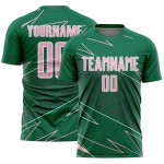 Uniform Sports Soccer Kelly Lines Sublimation Jersey Light Green Custom Pink-White Uniform Sports Soccer Kelly Lines Sublimation Jersey Light Green Custom Pink-White