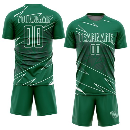 Green Sublimation Uniform White Jersey Sports Custom Lines Kelly Soccer