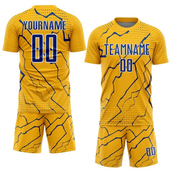 Jersey Lightning Royal-White Uniform Custom Sublimation Soccer Sports Gold Jersey Lightning Royal-White Uniform Custom Sublimation Soccer Sports Gold