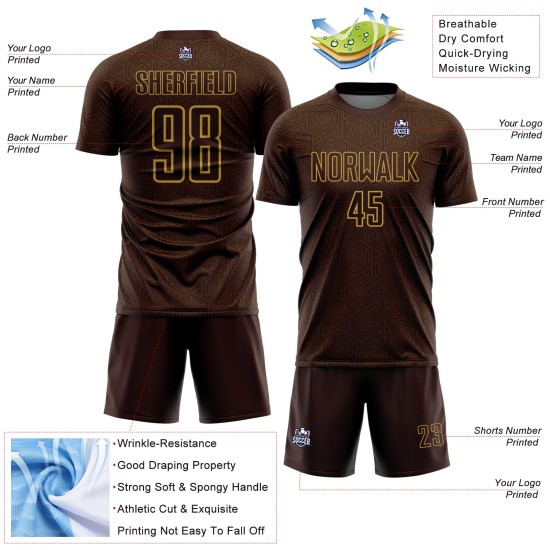 Geometric Jersey Old Custom Sports Gold Uniform Soccer Brown Shape Sublimation Geometric Jersey Old Custom Sports Gold Uniform Soccer Brown Shape Sublimation