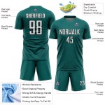Sports Jersey Sublimation Shape White-Black Custom Soccer Uniform Teal Geometric Sports Jersey Sublimation Shape White-Black Custom Soccer Uniform Teal Geometric