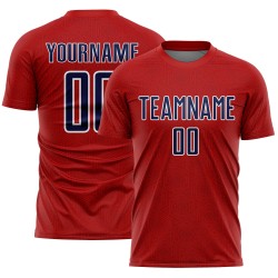 Jersey Red Geometric Soccer Shape Custom Uniform Sports Sublimation Navy-White