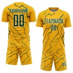 Custom Sublimation Green-White Sports Soccer Gold Lightning Uniform Jersey Custom Sublimation Green-White Sports Soccer Gold Lightning Uniform Jersey