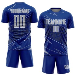 Soccer Uniform Lines Sublimation Sports Gray-White Custom Jersey Royal Soccer Uniform Lines Sublimation Sports Gray-White Custom Jersey Royal