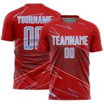 Uniform Custom Blue-White Jersey Red Light Soccer Sports Sublimation Lines Uniform Custom Blue-White Jersey Red Light Soccer Sports Sublimation Lines