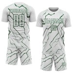 Custom Sublimation Soccer Jersey Lightning Sports Green White Uniform Custom Sublimation Soccer Jersey Lightning Sports Green White Uniform