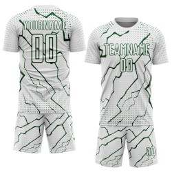 Custom Sublimation Soccer Jersey Lightning Sports Green White Uniform Custom Sublimation Soccer Jersey Lightning Sports Green White Uniform