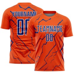Uniform Royal-White Soccer Lightning Sports Sublimation Orange Custom Jersey
